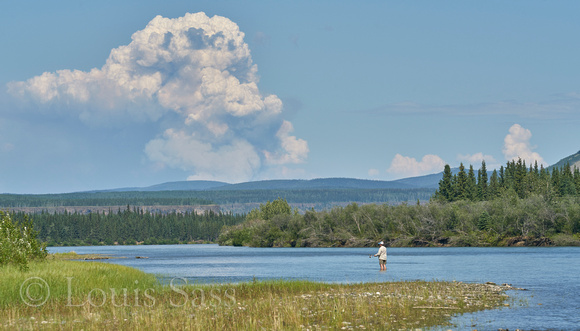 A big forest fire near the confluence with the Pelly River
